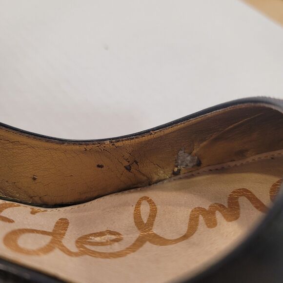 Sam Edelman  9.5M 'ONYX' Black Leather Pointed Toe Pumps Stiletto Croc Embossed - Picture 12 of 14